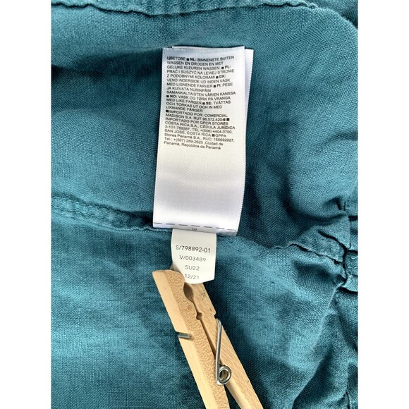 Athleta Women's Playa Tie Front Short Sleeve Linen Top Borealis Green Medium - Picture 4 of 12